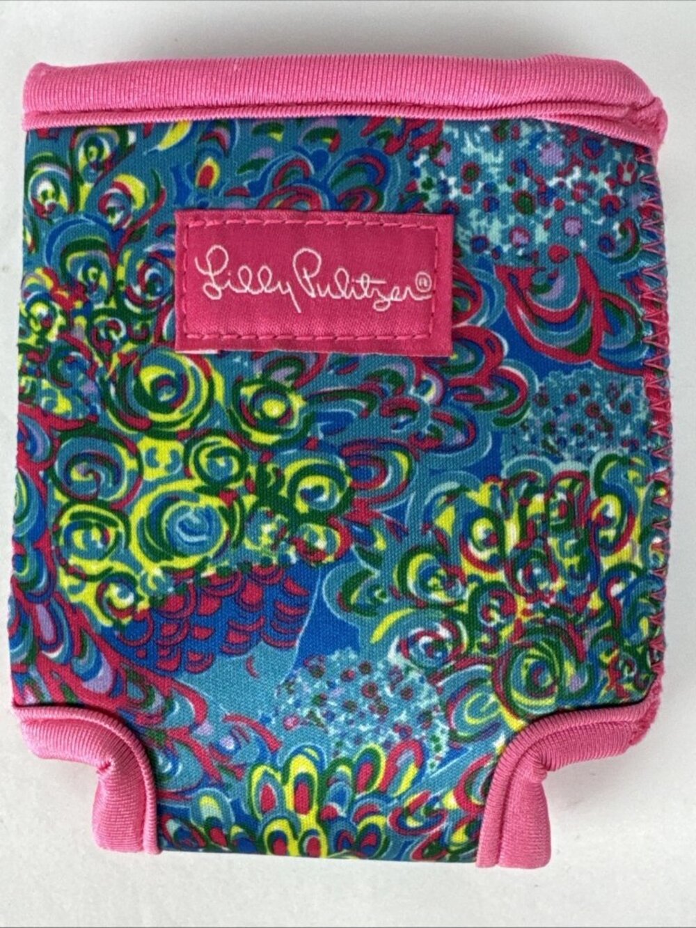 Lilly Pulitzer Drink Koozie Lilly's Lagoon can bottle hugger pink blue swirls